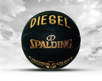 Customized Personalized Basketball Spalding Indoor/Outdoor Black/Gold Gift