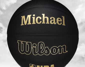 Customized Personalized Wilson Takeoff Black/Gold Indoor/Outdoor Basketball