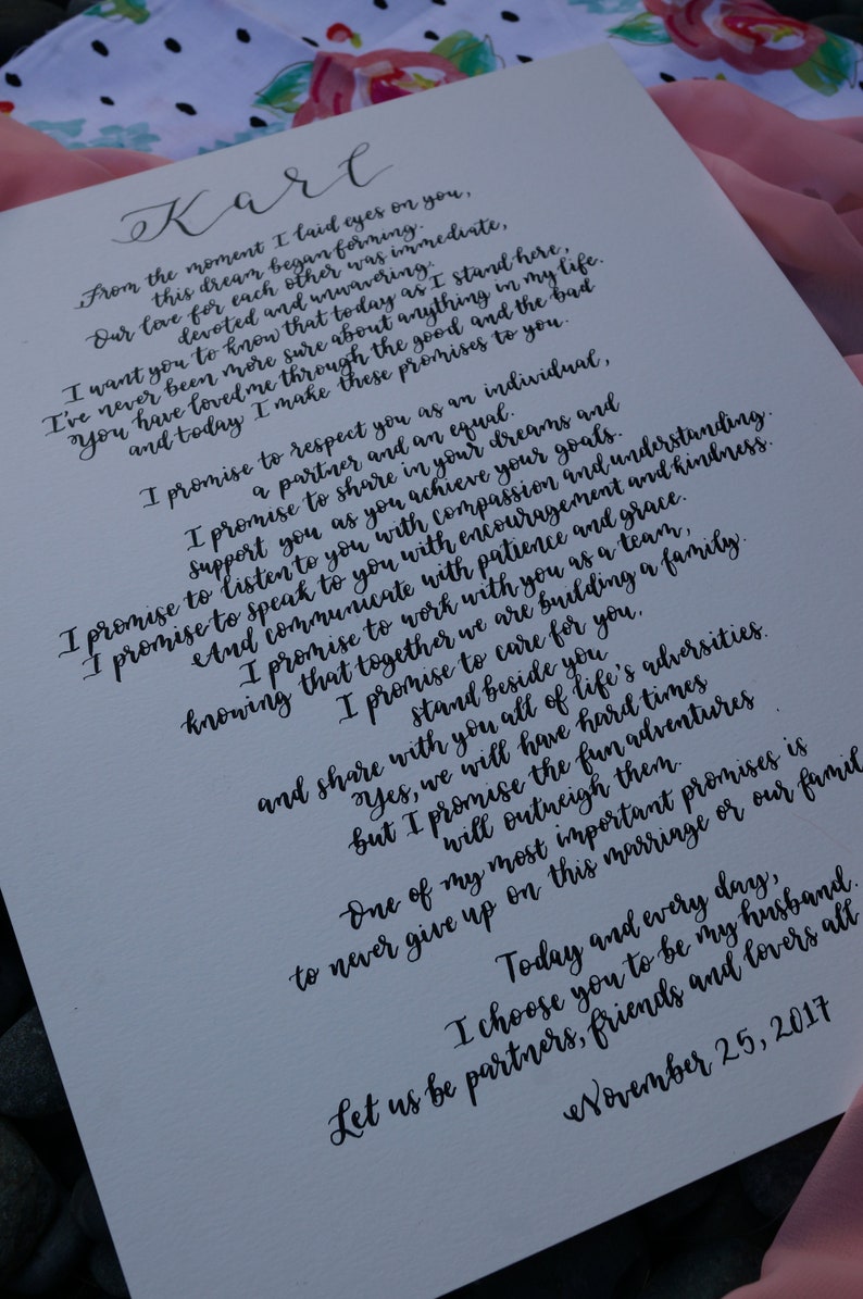 Modern Calligraphy Wedding Vows