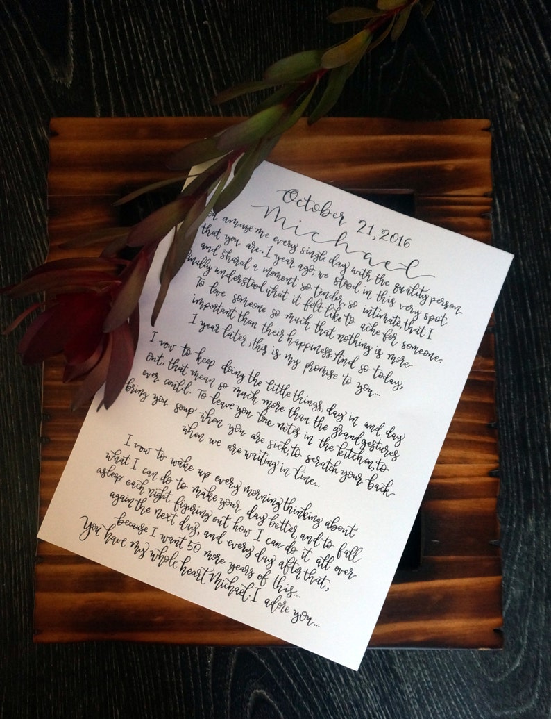 Modern Calligraphy Wedding Vows