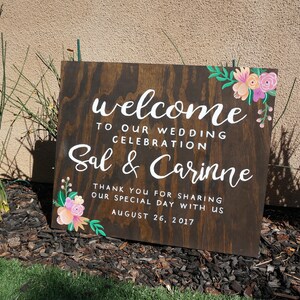 Welcome Wedding Sign on Wood - CUSTOMADE to order - 24&quot;X26&quot;