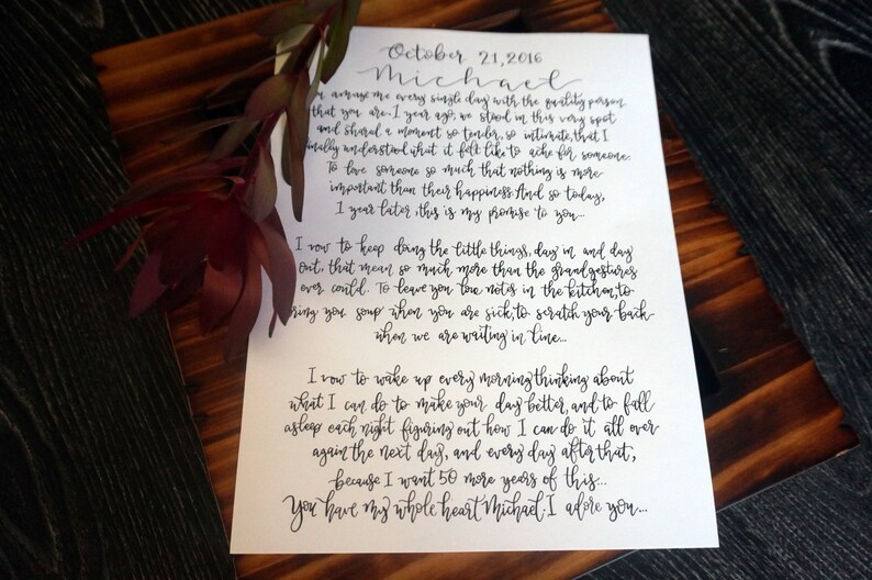 Modern Calligraphy Wedding Vows