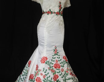 Wedding Dress Bohemian W/mexican Embroidery Women Batwing Sleeve ...