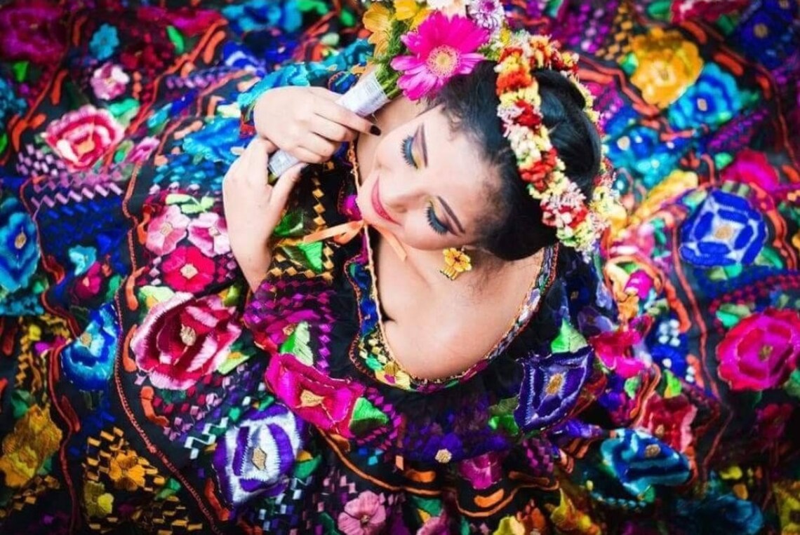 Colorful Chiapas Style Dress. Custom-made Hand Embroidered | Etsy