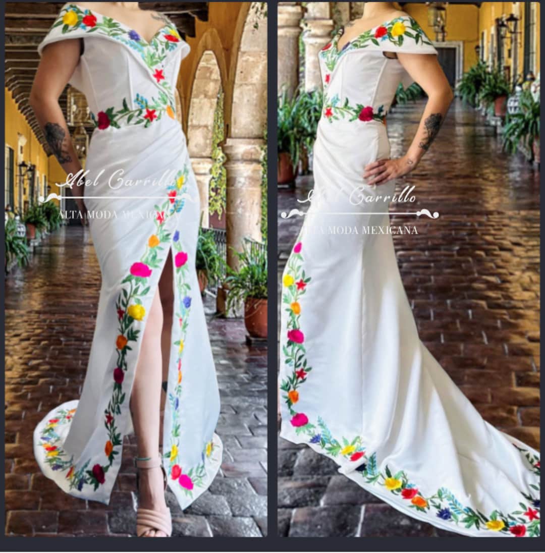 Mexican Wedding Dress. Evening Dress. Corset bodice. Custom made