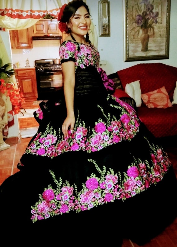 Elegant Embroidered Quince Dress. Colorful Embroidery. Quinceanera Dresses.  Sweet 16 Dresses. Custom Made. Mexican Dress. Vestido Mexicano -  Canada