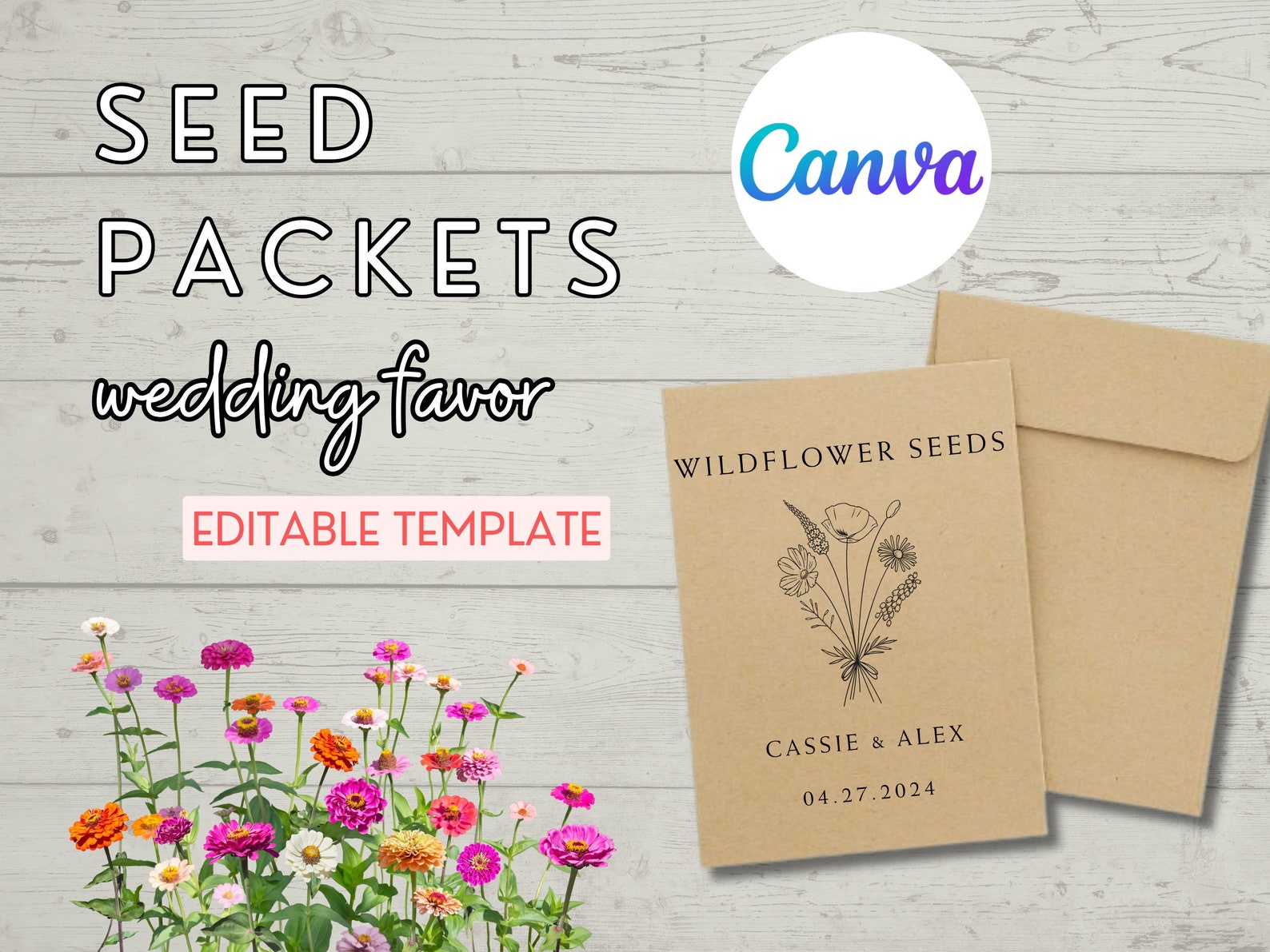 DIY Wedding Favor Seed Envelope Template Printable Editable Etsy DIY Wedding Favor Seed Envelope Template Printable Editable Etsy