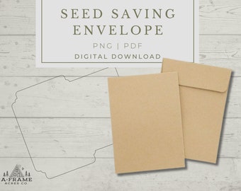 Seed Saving Envelope PNG, PDF seed packet, Seed Saving favors, Cricut file, Silhouette file, Digital Download, Vegetable Seeds, Flower Seeds