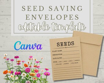 Large Seed Saving Envelope Template, DIY Seed Storage, Customizable Seed Packet, Gardening Organizer, Printable Template, Downloadable