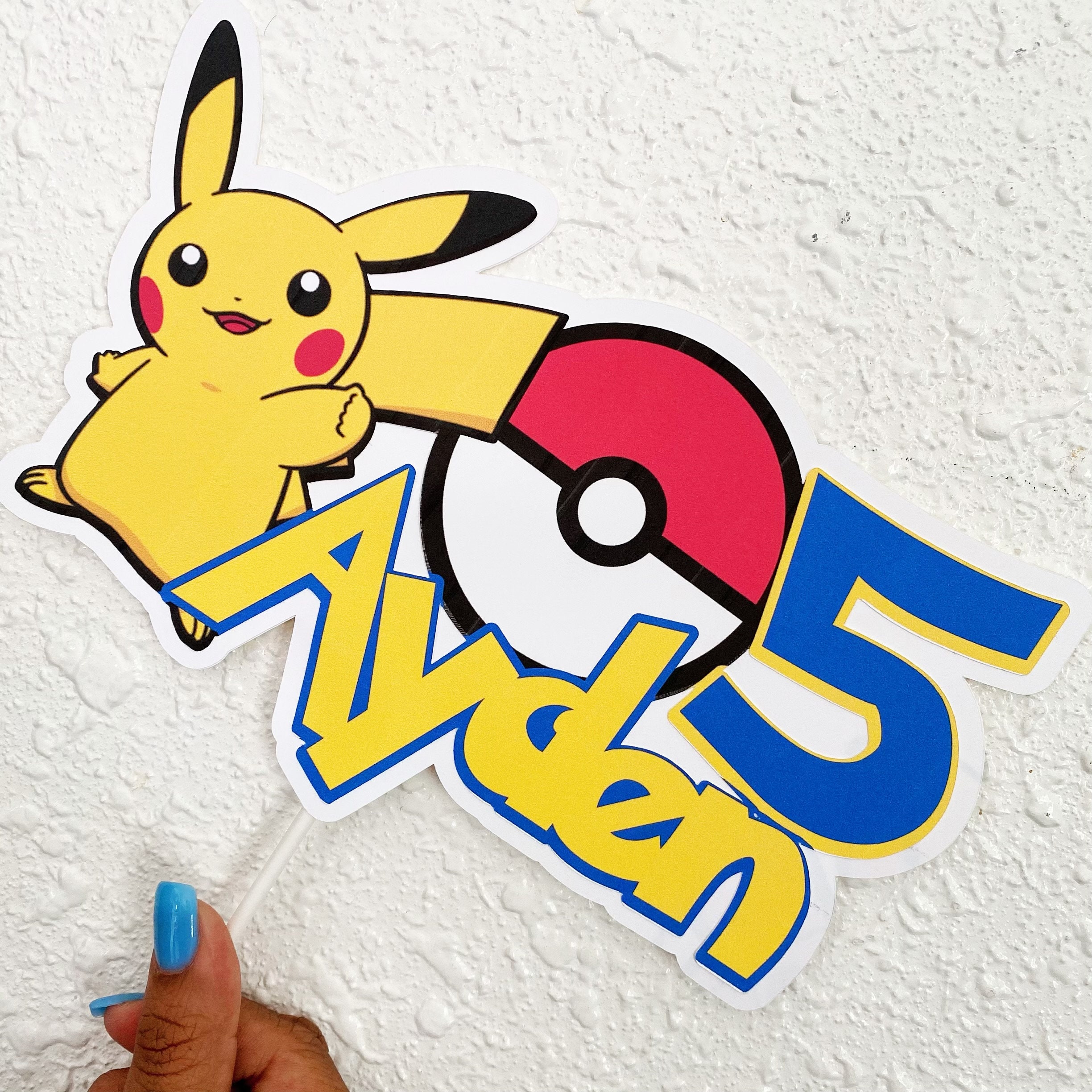 Pikachu Cake Topper Birthday Cake Topper Pokemon Birthday Etsy