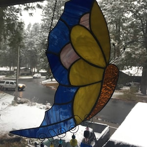Stained glass butterfly garden wind chime