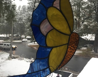 Stained glass butterfly garden wind chime
