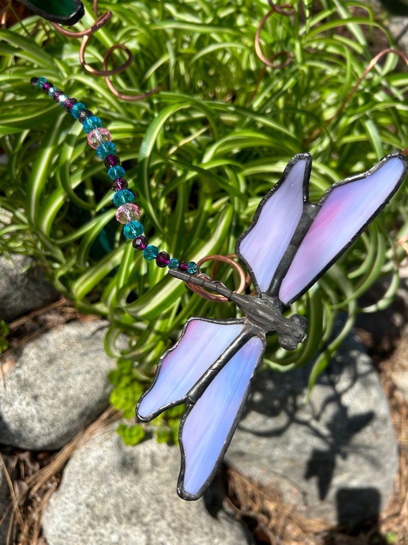 Stained Glass Dragonfly Garden Plant Stakes. Etsy