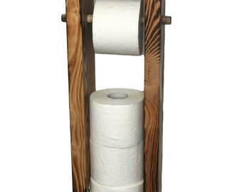 Porte-papier toilette mélèze flammé style campagnard rustique