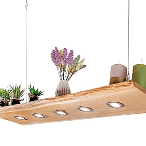 Wooden pendant lamp oak rustic 80 cm - 150 cm handmade