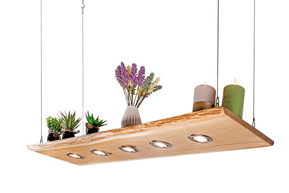 Wooden pendant light, rustic oak, 80 cm - 150 cm, handmade