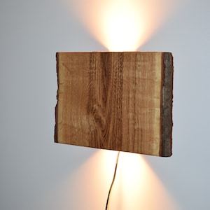 Eiche Rustikal LED Wandlampe Holz Wandleuchte Smart Home