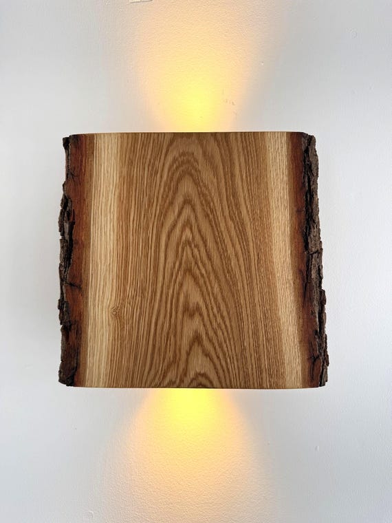 Rustic Oak LED Wall Lamp, Wooden Wall Light, Smart Home