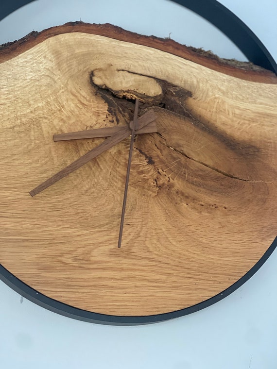 Rustic oak wall clock 32 cm unique 124