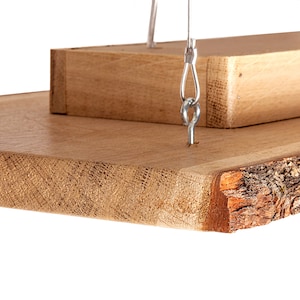Wooden suspension lamp oak with bark, 80 cm 150 cm pendant lamp image 4