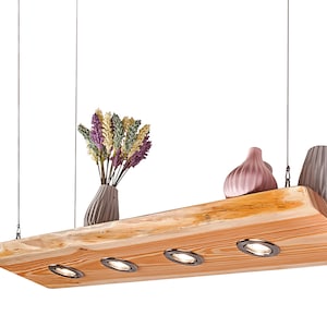 Blockholz-Schmiede Deckenlampe 80cm Vintage - LED Pendelleuchte Für Küche & Wohnzimmer