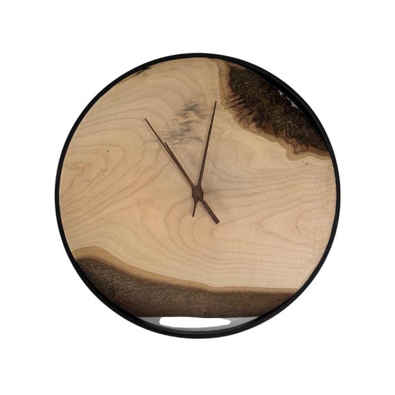 White wood wall clock 30 cm unique piece