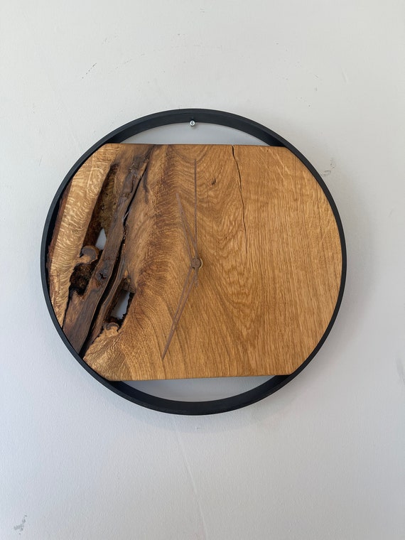 Rustic oak wall clock 32 cm unique 158