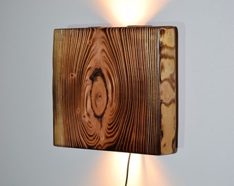 Larch flamed LED wall lamp Wood wall light Smart Home