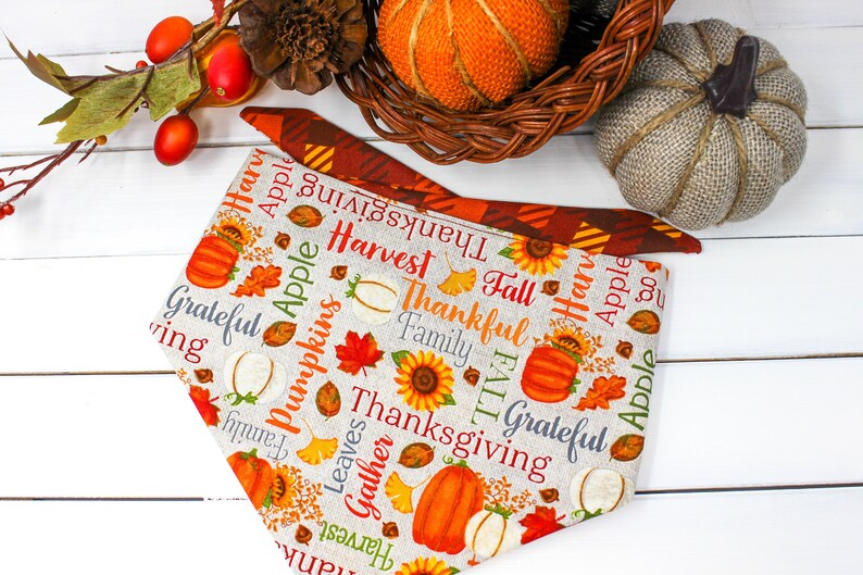 Autumn dog bandana pumpkin dog bandana Fall dog bandana Reversible Thanksgiving Dog bandana