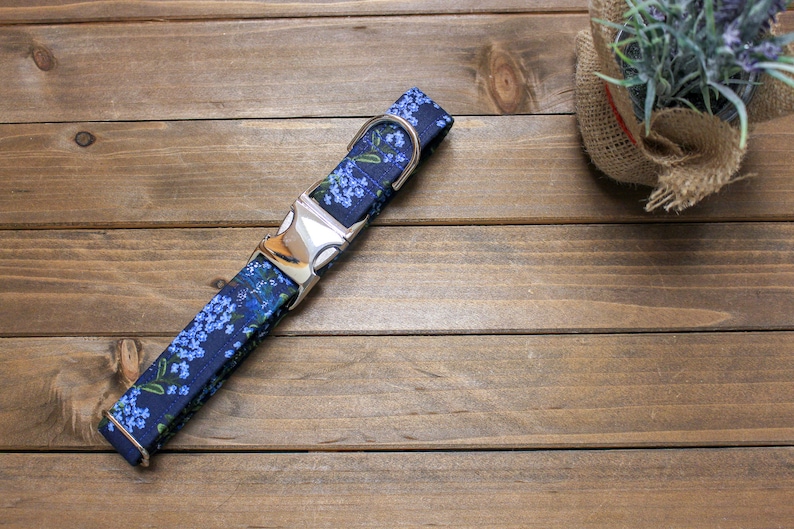 dog collar Blue dog collar Floral dog collar Blue Floral collar big dog collar 1.5 inches 34 inch