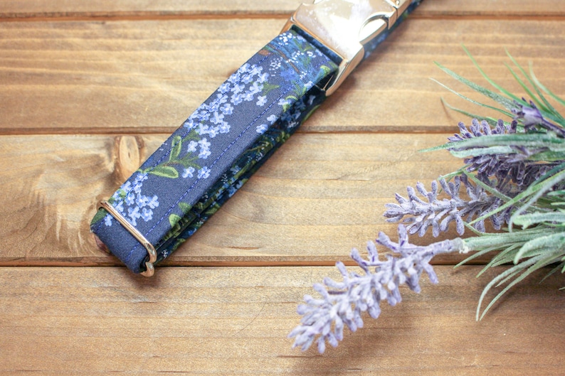 dog collar Blue dog collar Floral dog collar Blue Floral collar big dog collar 1.5 inches 34 inch