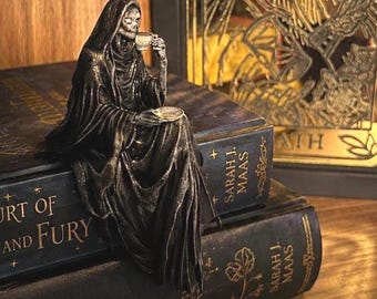 Suriel Shelf Sitter – ACOTAR Inspired Grim Reaper Figurine with Tea Cup