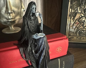 Suriel Shelf Sitter – ACOTAR Inspired Grim Reaper Figurine with Tea Cup