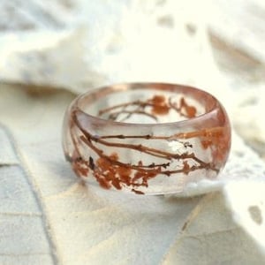 Pressed Flower Jewelry, Resin Terrarium Garden Plant Ring, Mens Rings, Nature Inspired Floral Rings, Stackable Ring, Botanical Gift