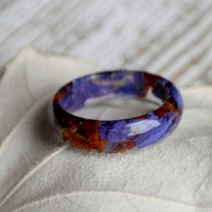 eco resin ring REAL FLOWER RING men women ring nature inspired engagement rings minimalist ring terrarium resin handmade ring jewelry gift