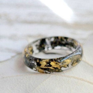 eco resin ring plant resin ring flower petals nature inspired engagement rings resin ring men rings nature black Men Jewelry gift