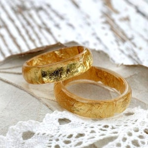 resin ring Gold flake alternative original engagement ring Women men stacking rings Resin jewelry Gold flakes jewelry Metallic resin ring