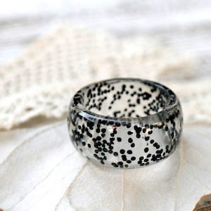 anello in resina eco resina fiore resina gioielli Dark essiccati dell&#39;anello semi natura ispirato fidanzamento pianta ampi uomini band carattere anello fiore anello resina