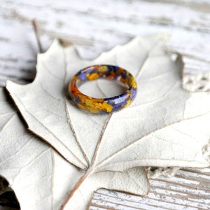 Resin Ring, Real Plant Terrarium Ring, Dried Summer Flower Jewelry, Nature Lovers Gift, Men Women Ring, Nature Inspired Engagment Ring image 4