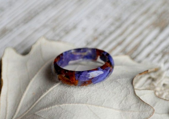 eco resin ring REAL FLOWER RING men women ring nature inspired engagement rings minimalist ring terrarium resin handmade ring jewelry gift