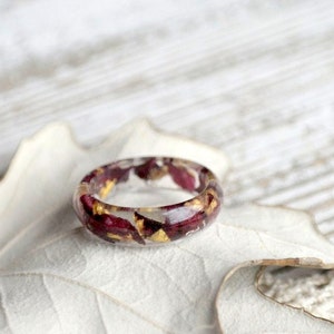eco resin ring REAL rose RING terrarium ring nature inspired engagement rings botanical handmade jewelry Eco Friendly Everyday Jewelry gift