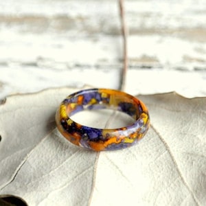 Resin Ring, Real Plant Terrarium Ring, Dried Summer Flower Jewelry, Nature Lovers Gift, Men Women Ring, Nature Inspired Engagment Ring