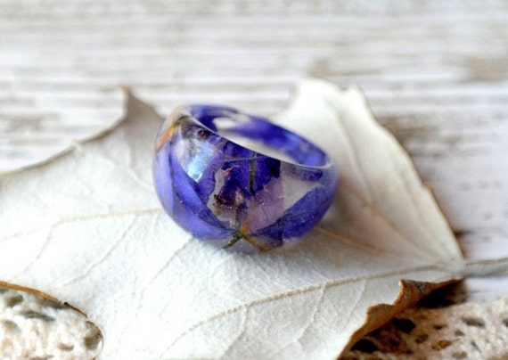 Damas Niñas Hermoso Anillo Ajustable Flor de Resina Cabujones Anillo
