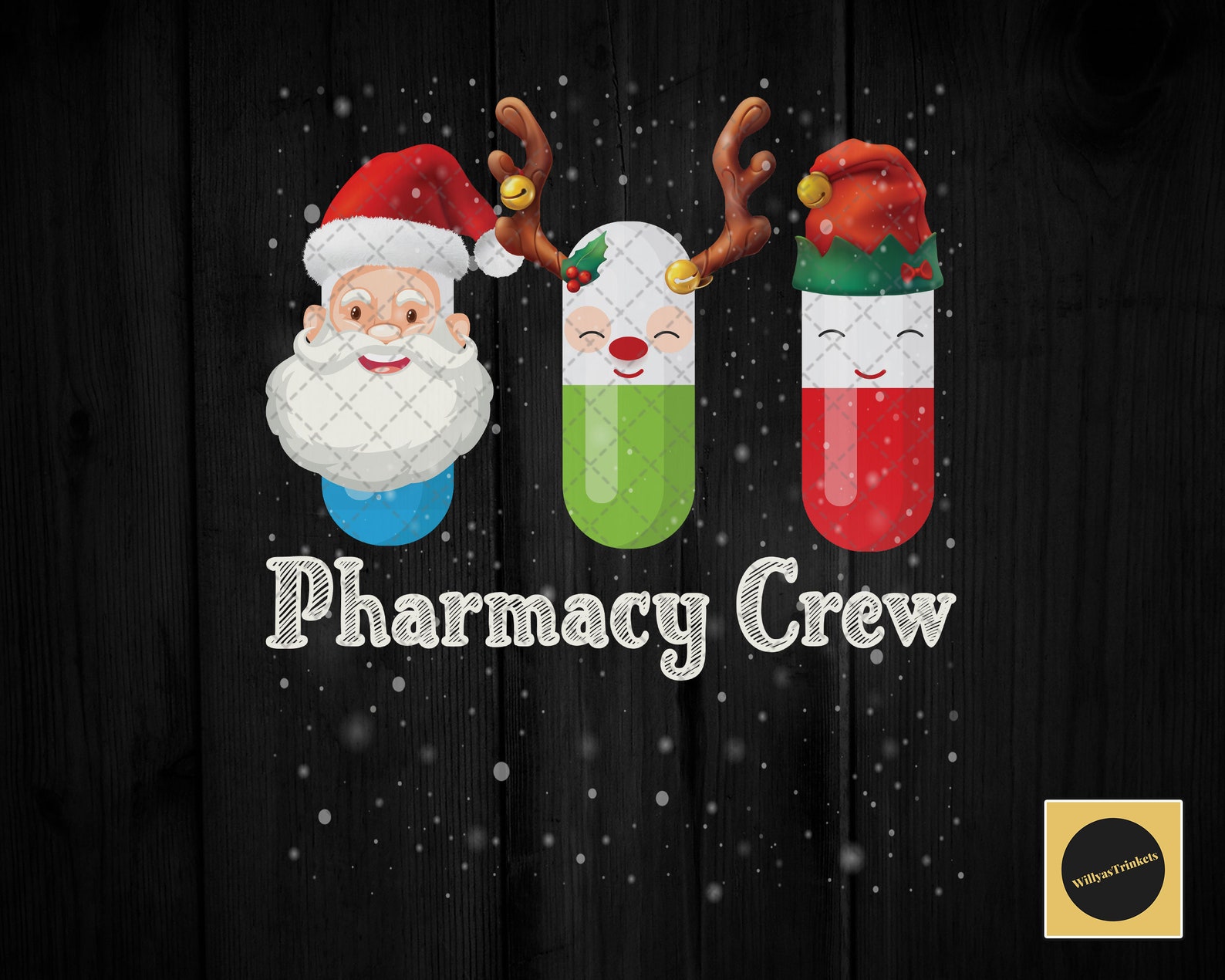 Pharmacy Crew Christmas PNG Santa Face Reindeer Elf Pills | Etsy