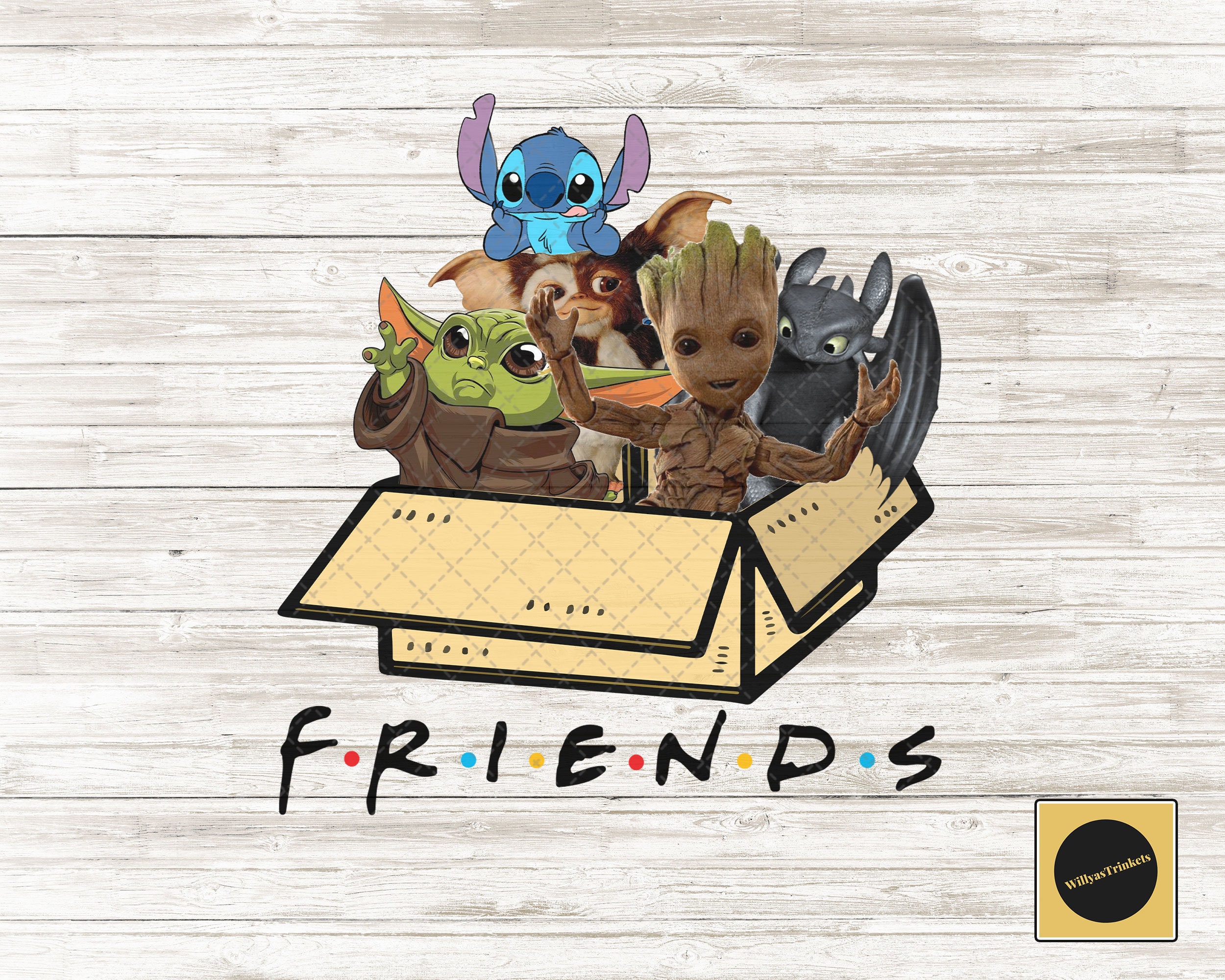 Baby Yoda Stitch Gizmo Groot Toothless PNG Box Friends Etsy