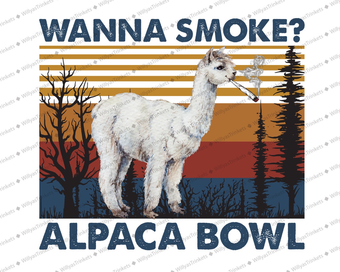 Alpaca Smoking Cigar PNG Wanna Smoke Alpaca Bowl Funny | Etsy