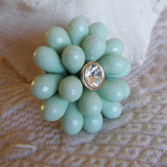 Anemone Jeweled Drawer Pull In Seafoam Color Etsy
