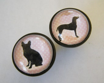 Pink Polka Dot Dog Silhouette Knobs - Custom orders