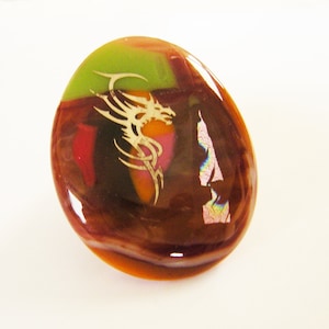 Fused Glass Dragon Handmade Drawer Pull