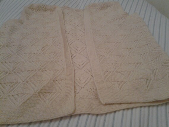 Vintage Women Wool Cardigan, Cream Color Cardigan,